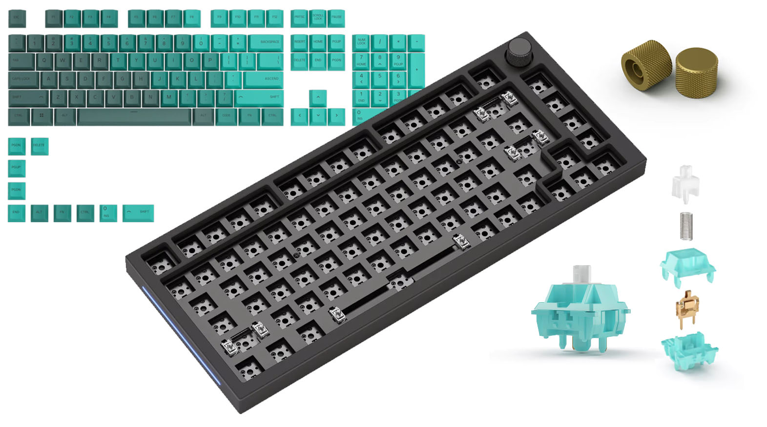 Custom tangentbord ISO, Nordic layout med lynxbrytare och rain forest keycaps.